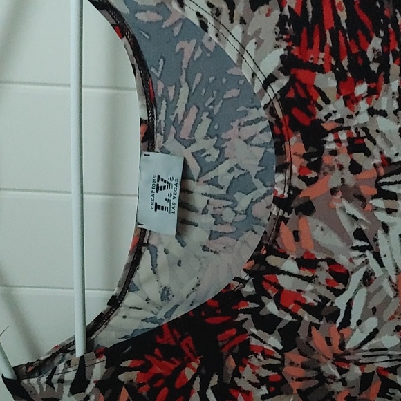 Creations Las Vegas plus size colorful stretchy red, black, orange top - Picture 9 of 11